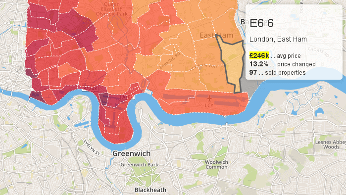 Average property price in East London